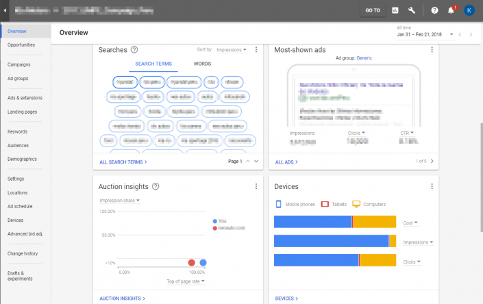 adwords overview 2 overview page 통계카드